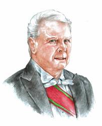 Portraitzeichnung eines Mannes mit roter Schärpe, öffnet größere Ansicht