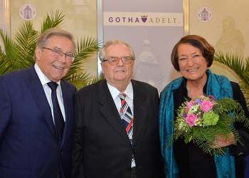 Prof. Günter Leib(MItte) mit Kammersängerkollegen Prof. Edda Moser und Peter Schreier zum 90. Geburtstag (Archivbild)