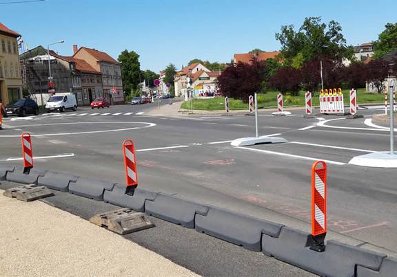 Provisorischer Kreisverkehr am Platz der Deutschen Einheit ist eingerichtet 186 2024