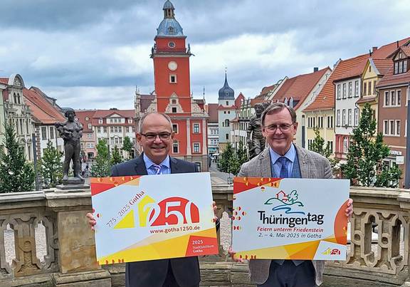 Ministerpräsident Bodo Ramelow und Oberbürgermeister Knut Kreuch. 20240704 115512